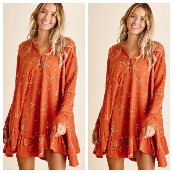 #27 Boho Floral Ruffle Hem Tunic Dress - Picture 5 of 6